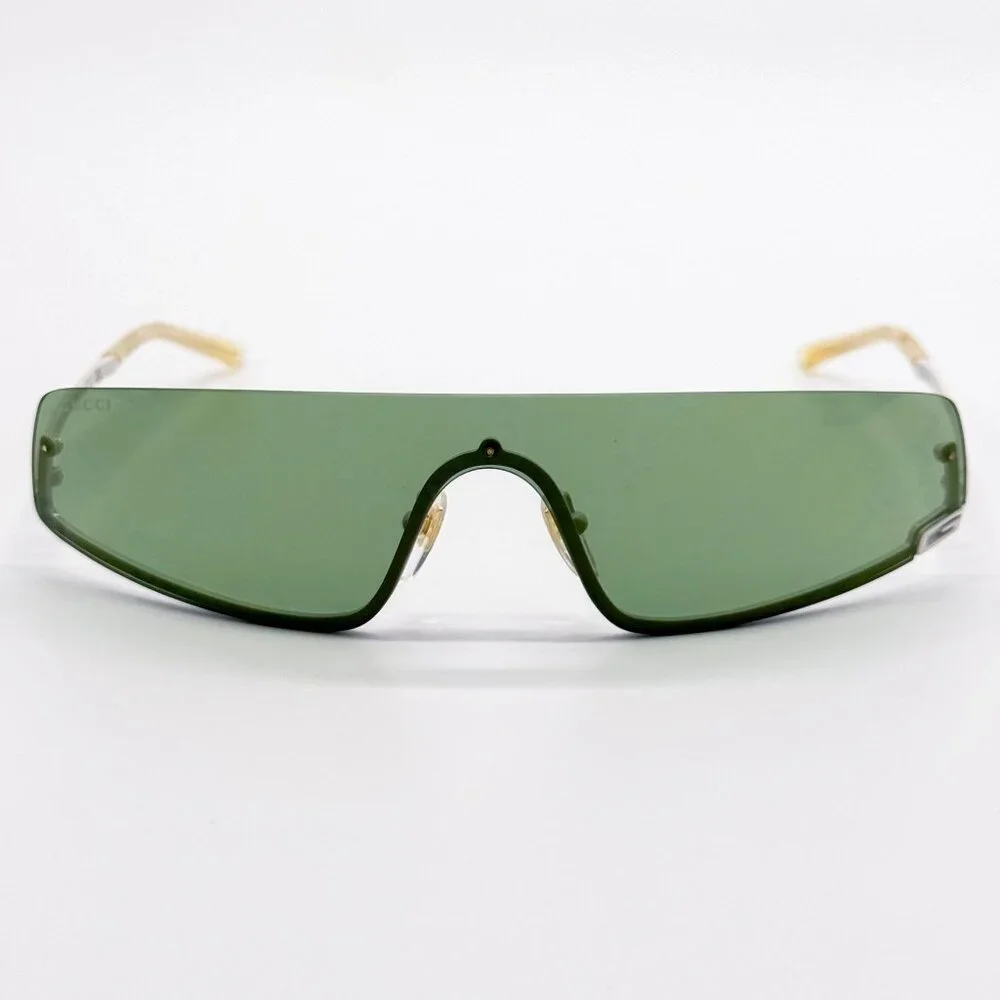 NEW GUCCI GG1561S 003 SHIELD IVORY GREEN UNISEX SUNGLASSES GUCCI